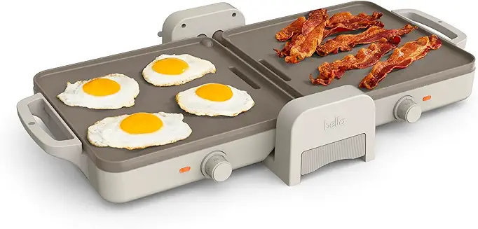 Bella 10" x 20" Ceramic Fold-n-Store Dual Temp Griddle